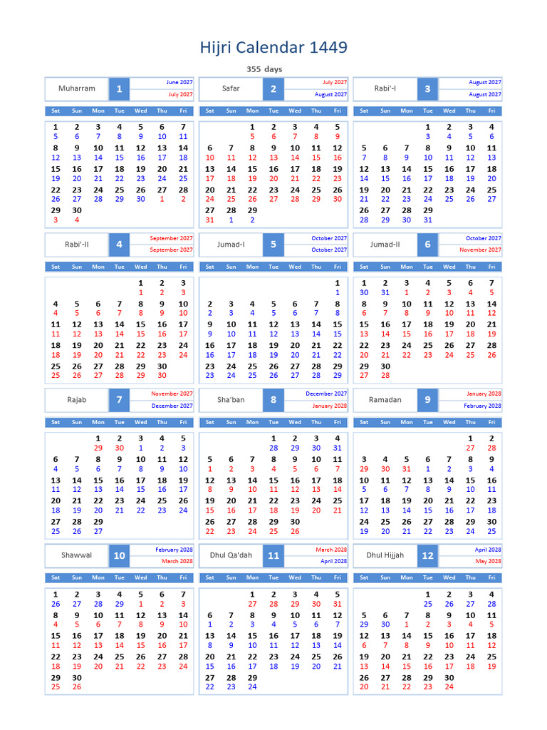 Islamic Calendar 2027 Overview  PDF | Semitic Words And Phrases