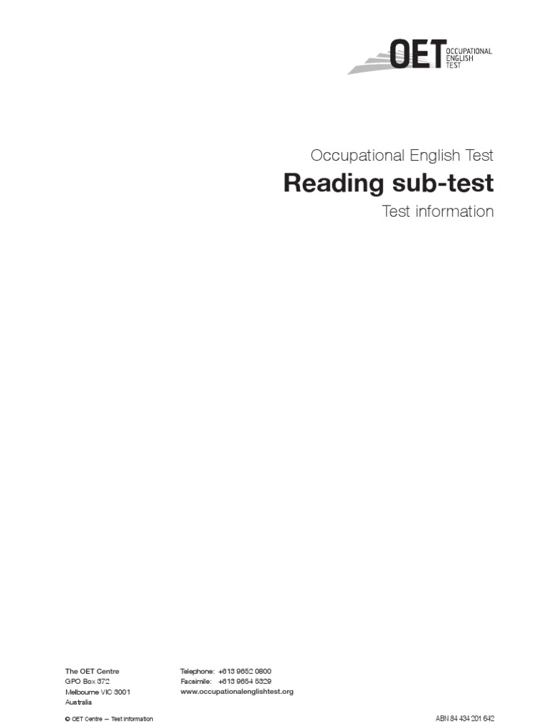 OET Reading Sub-Test Overview | PDF | Career & Growth | Language Arts ...