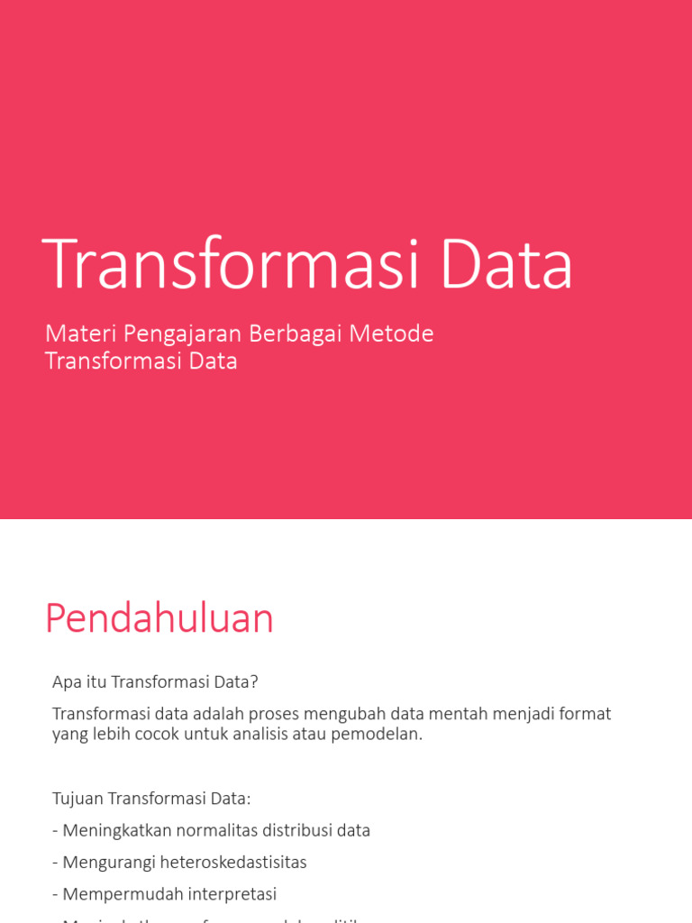 Metode Transformasi Data untuk Analisis | PDF