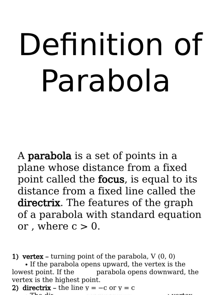 Definition of Parabola | PDF