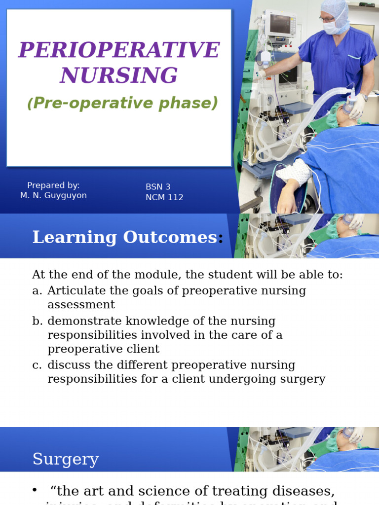 Peri Operative Nursing | PDF | Surgery | Clinical Medicine