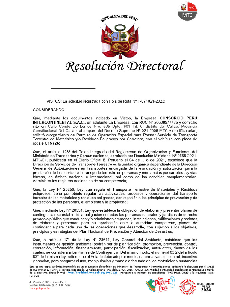Resolucion Directoral | PDF