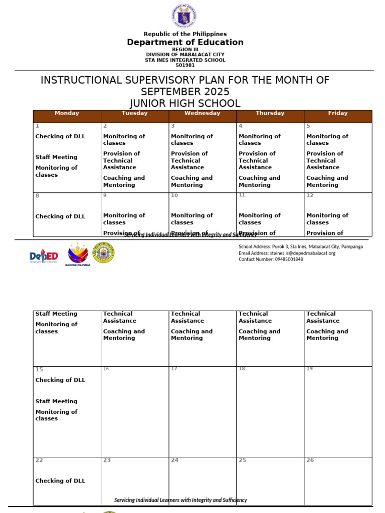 Instructional Supervisory Plan 2025 | PDF | Network Service | Online ...