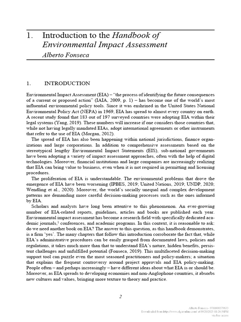 Introduction To The Handbook of EIA | PDF | Environmental Impact ...