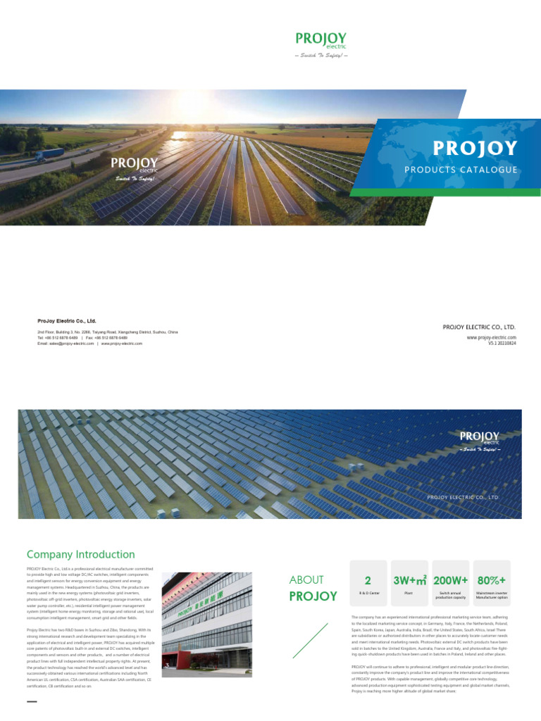 ProJoy Electric Product Catalogue | PDF | Power Inverter | Photovoltaics