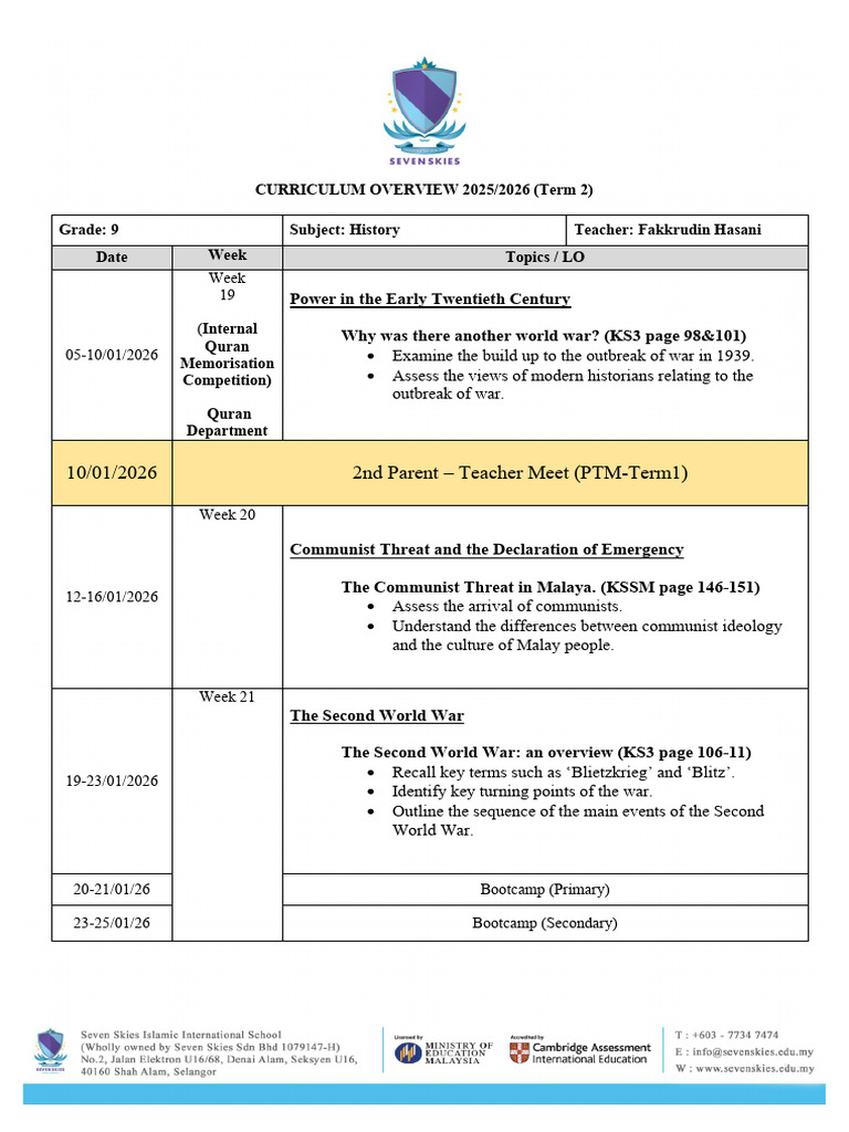 Grade 9 History Curriculum Overview 2025 | PDF | Project Based Learning ...