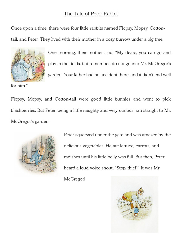 The Tale of Peter Rabbit - Short Version | PDF