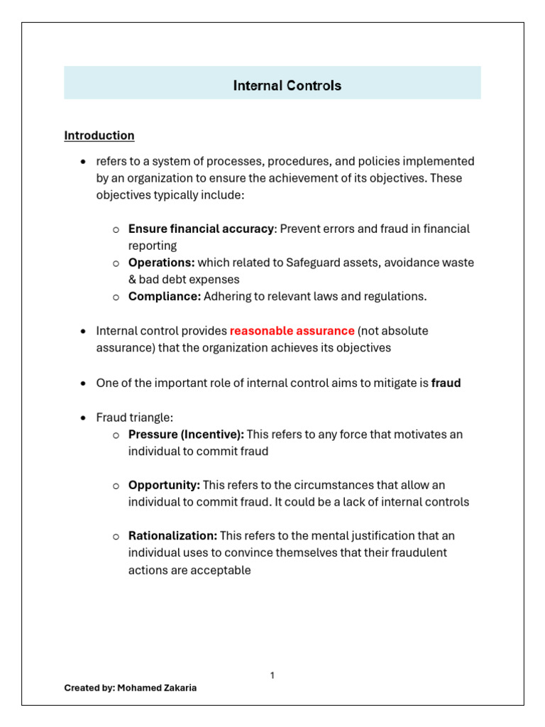 Internal Control and Risk Management Guide | PDF | Internal Control ...