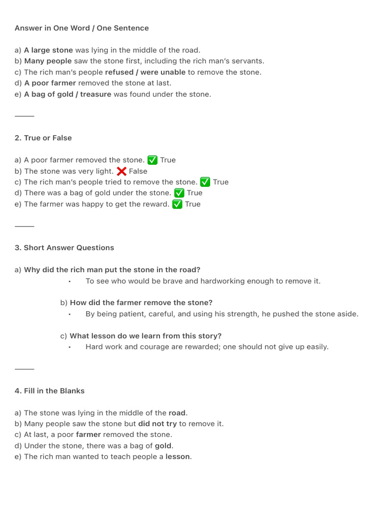 Answer in One Word One Sentence | PDF