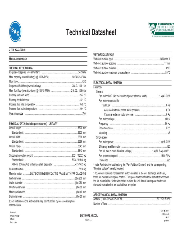 BAC Technical Data Sheet | PDF