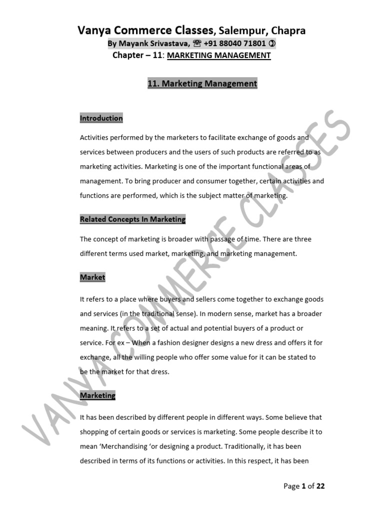 Marketing Management Overview and Concepts | PDF | Marketing | Product ...