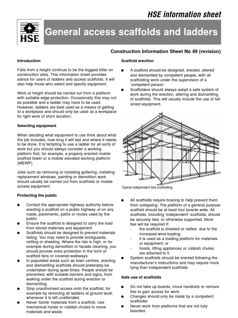 Cis 49 PDF Scaffolding Occupational Safety And Health