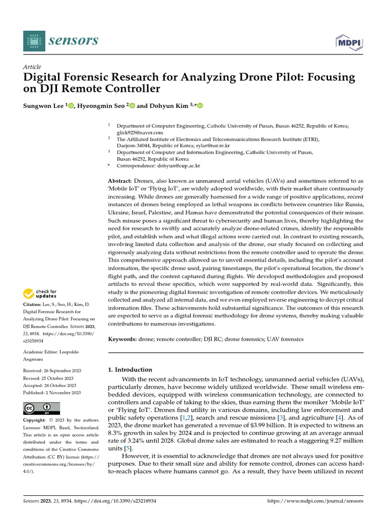 Digital Forensic Research For Analyzing Drone Pilo | PDF | Digital ...