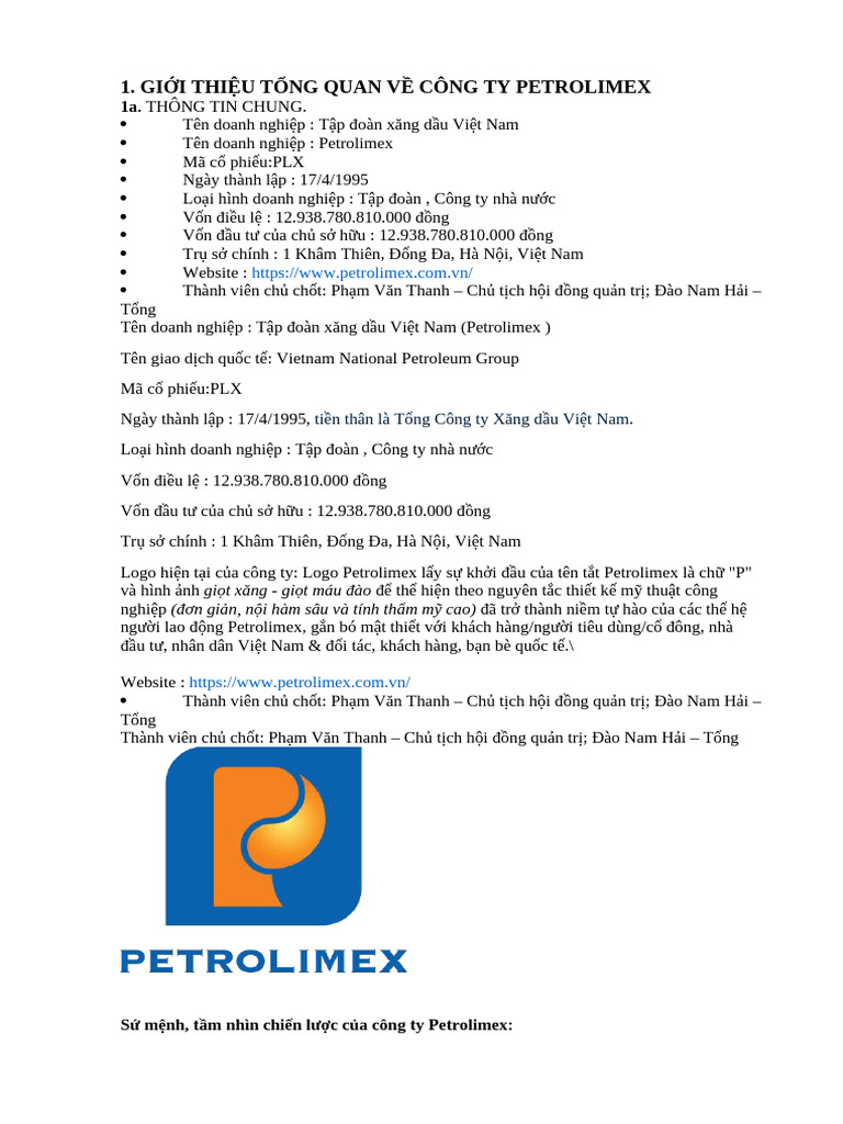Ho T Đ NG Logistics C A Petrolimex | PDF