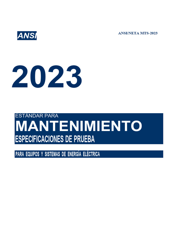 Corrección ANSI/NETA MTS-2023 | PDF | Aislador (Electricidad ...