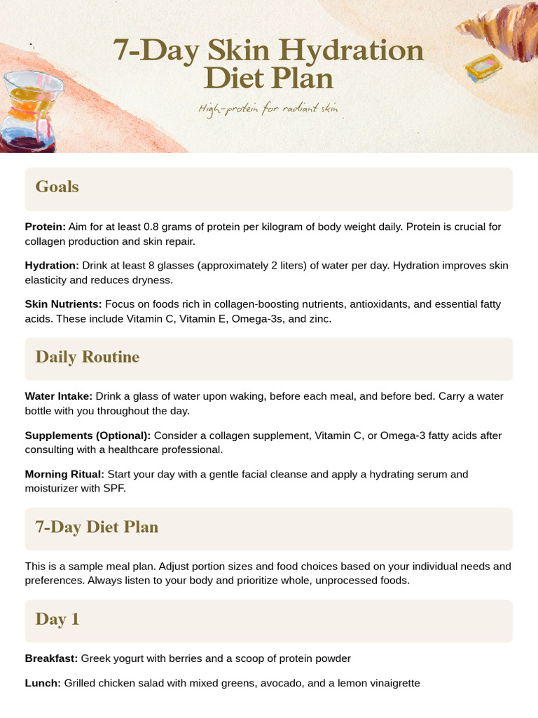 7-Day Skin Hydration Diet Plan PDF | PDF | Lunch | Salad