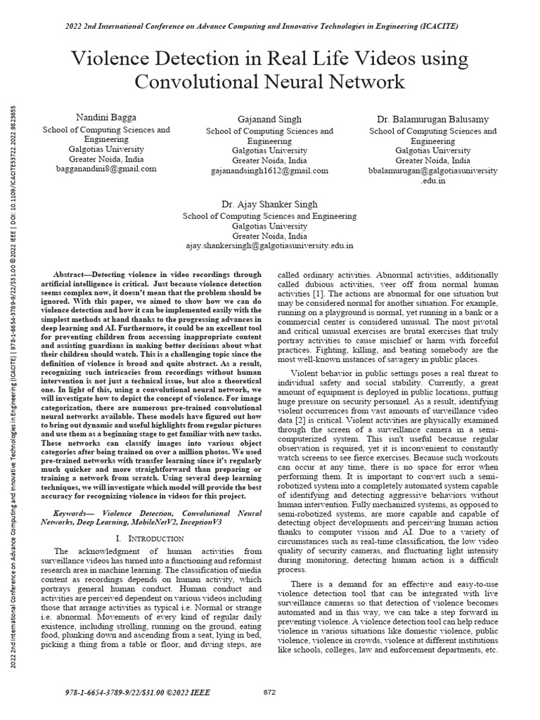 Violence Detection via CNN Techniques | PDF | Applied Mathematics ...