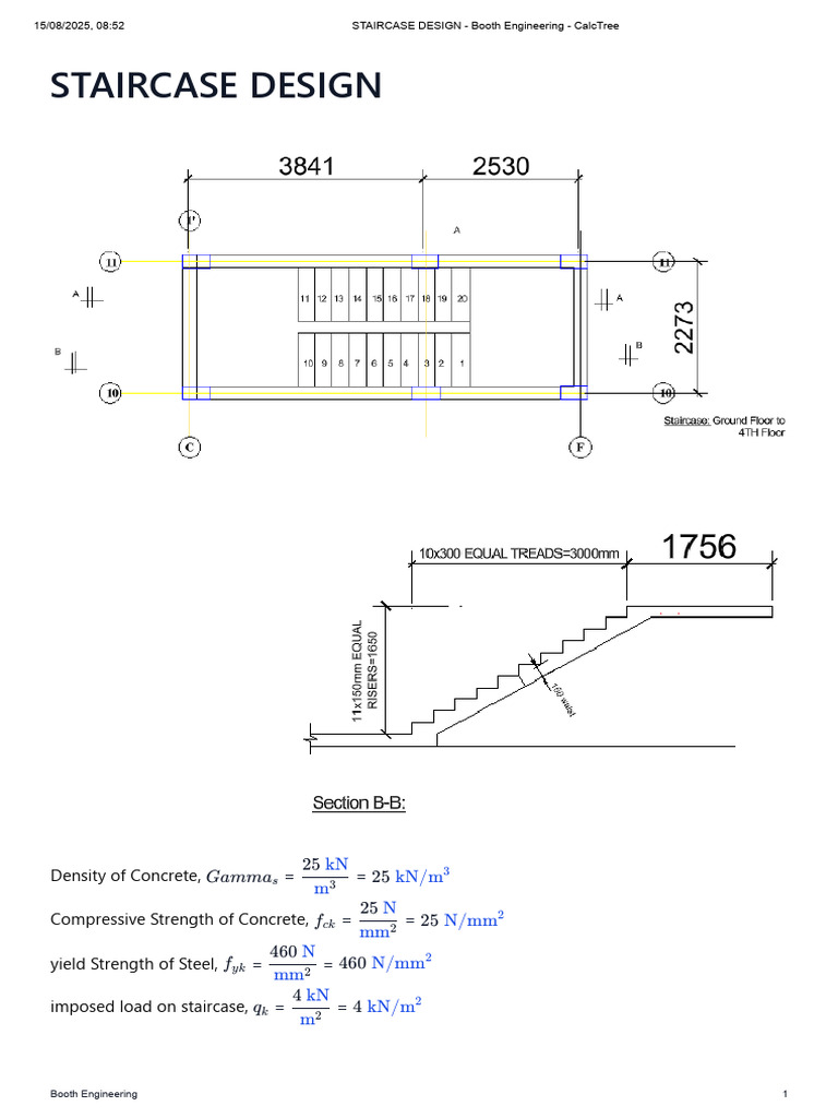 Staircase Design Calculations Guide | PDF | Materials | Concrete