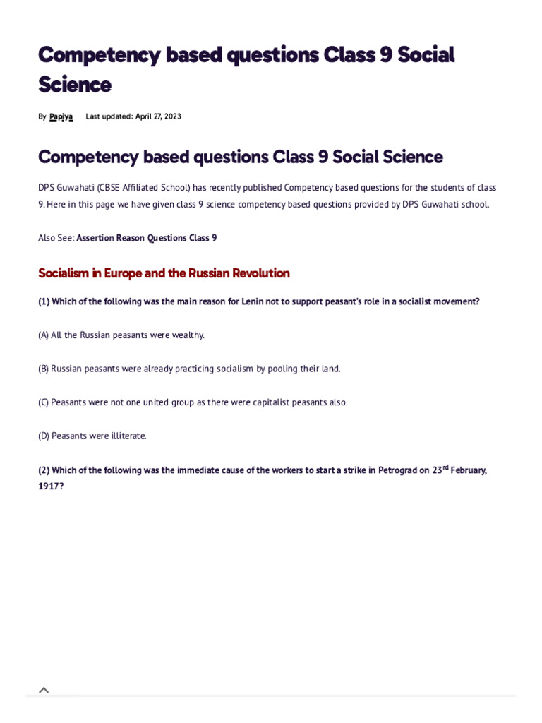 Class 9 Social Science Competency Questions | PDF | Himalayas ...