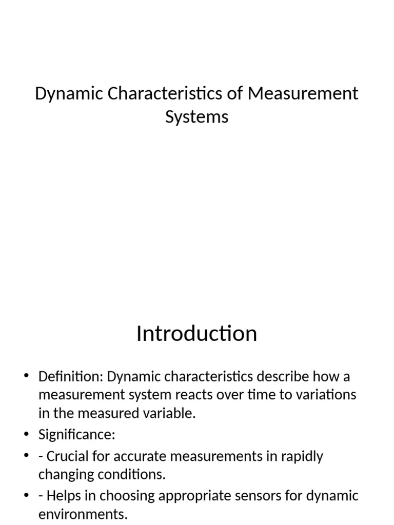 Dynamic Characteristics in Measurement Systems | PDF | Damping | Sensor