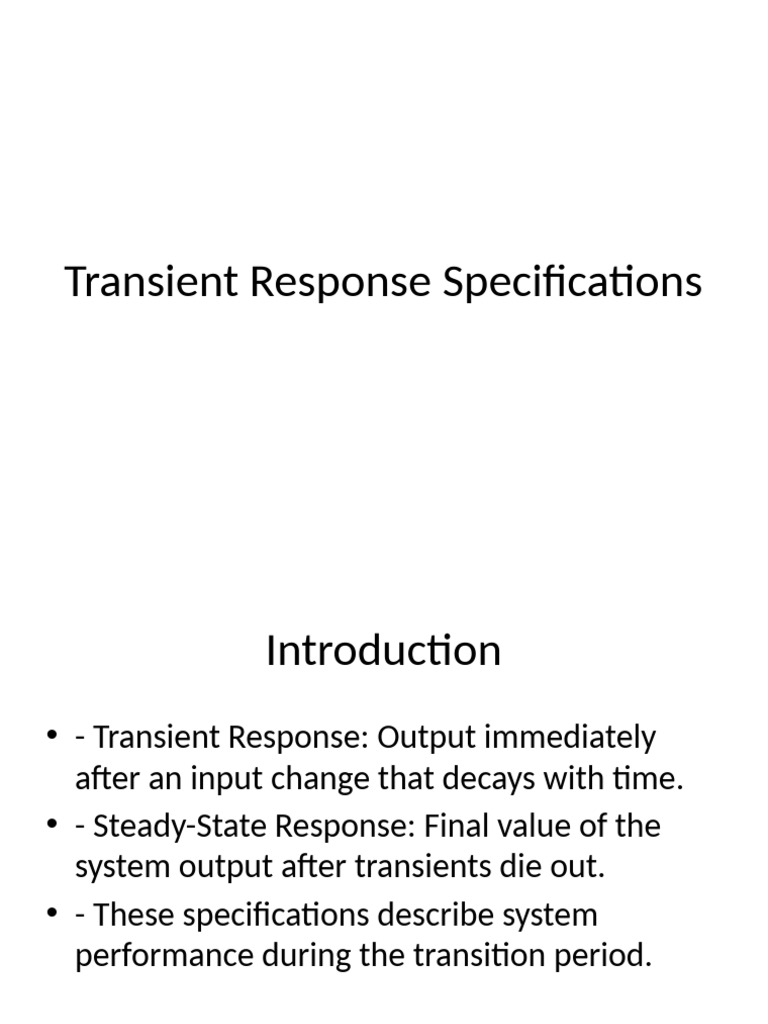 Transient Response Specifications Overview | PDF