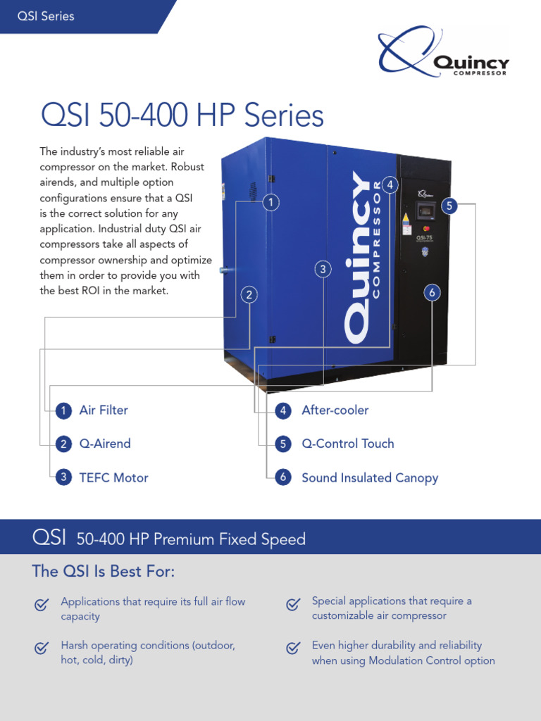 QSI Series Industrial Air Compressors | PDF | Engineering ...