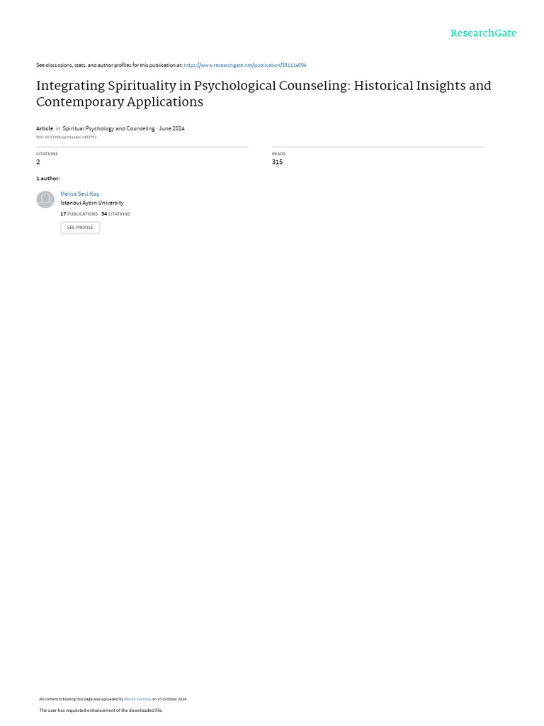 Spirituality in Psychological Counseling | PDF | Psychotherapy | Meditation