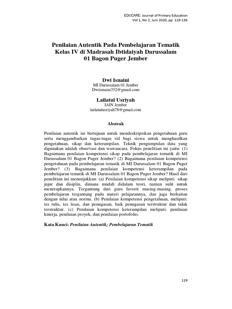 Penilaian Autentik Pada Pembelajaran | PDF