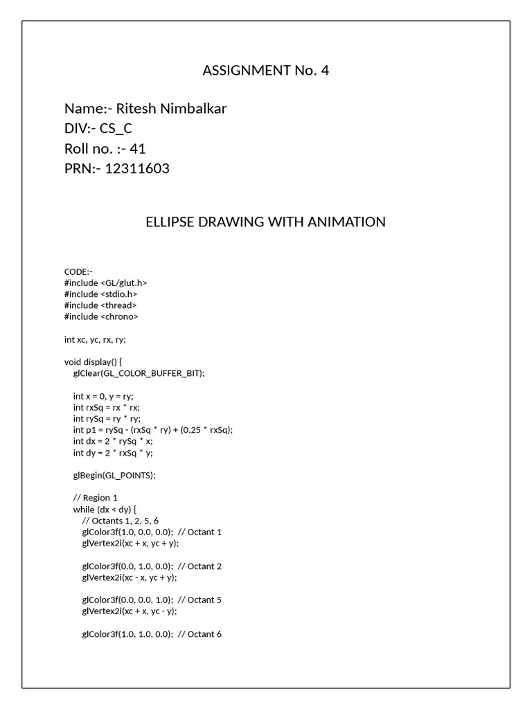 Animated Ellipse Drawing in C++ | PDF | Software | Computer Programming