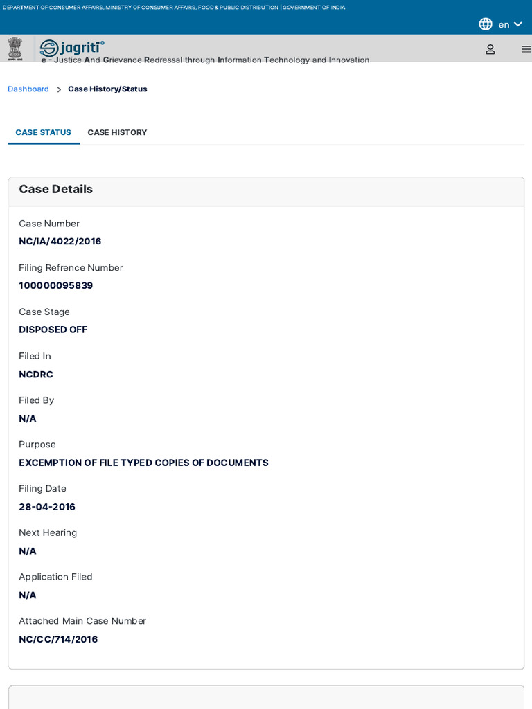 Consumer Grievance Case Status Online | PDF