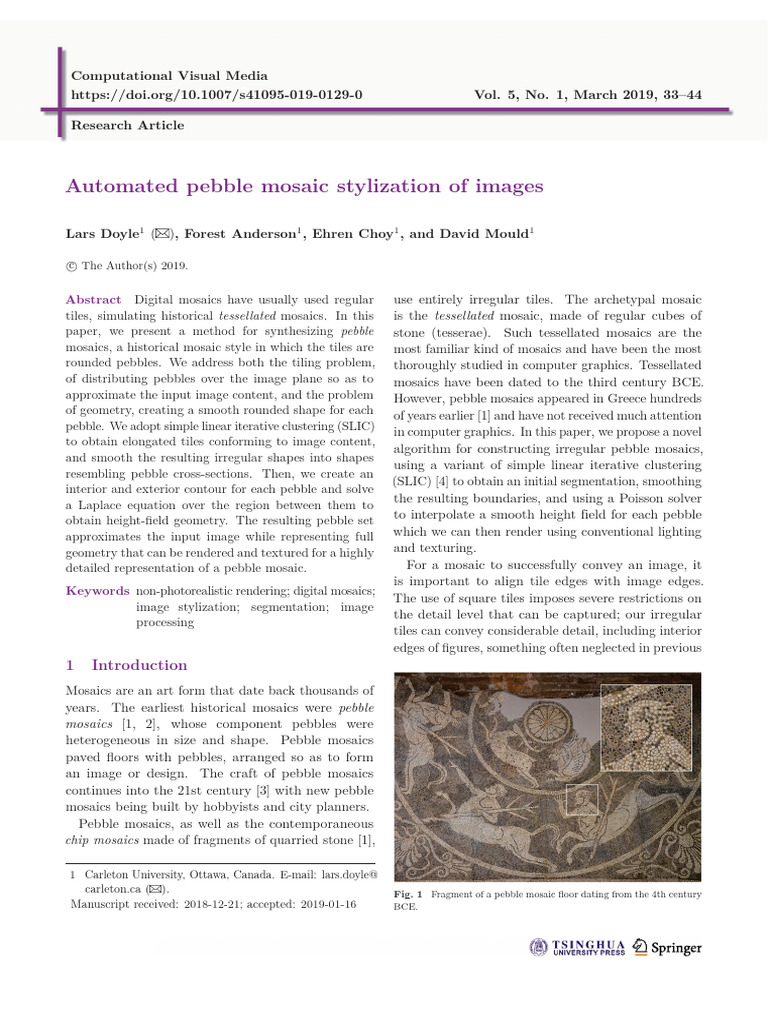 Automated Pebble Mosaic Stylization of Images | PDF | Gradient | Image ...