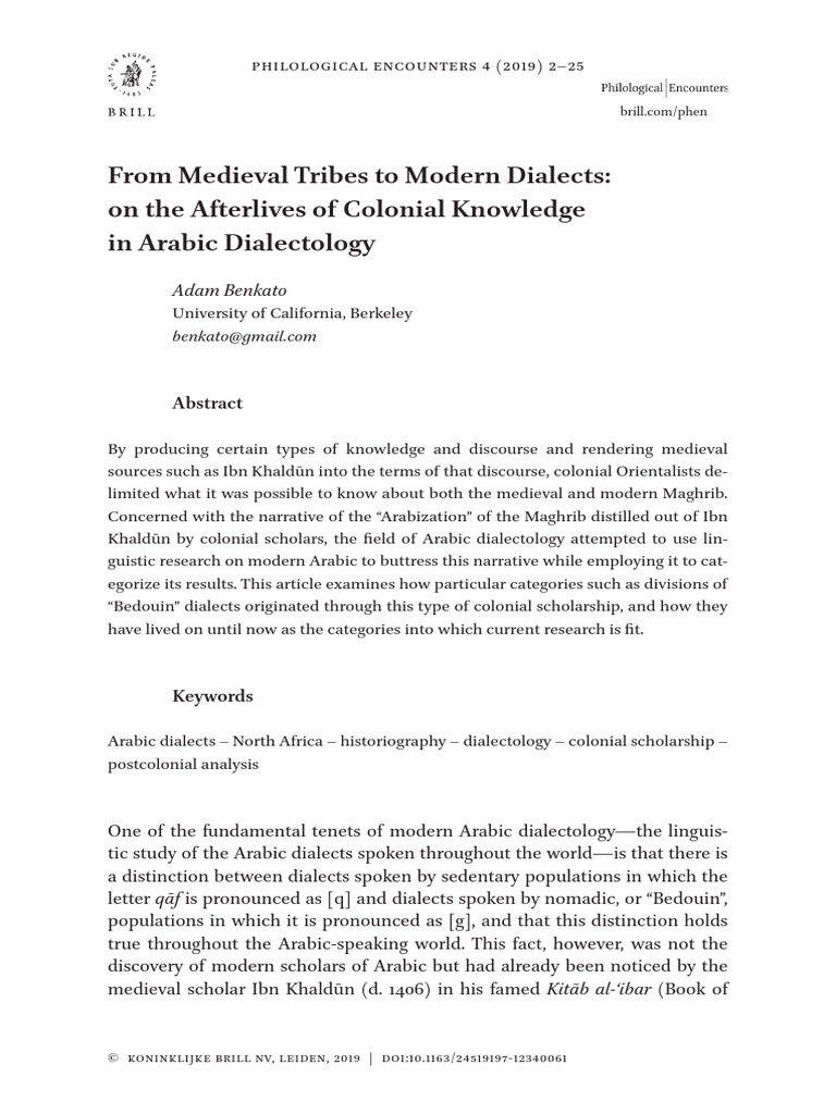 Benkato. 2019. From Medieval Tribes To Modern Dialects On The ...