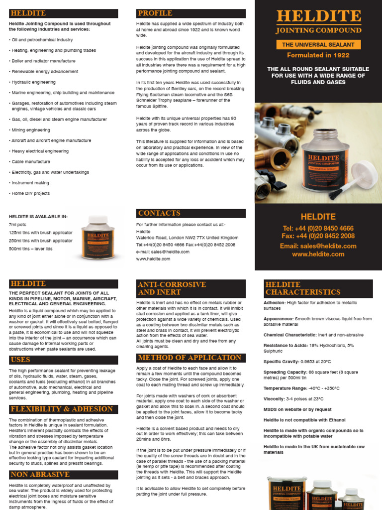 Heldite Jointing Compound Overview | PDF | Mechanical Engineering ...