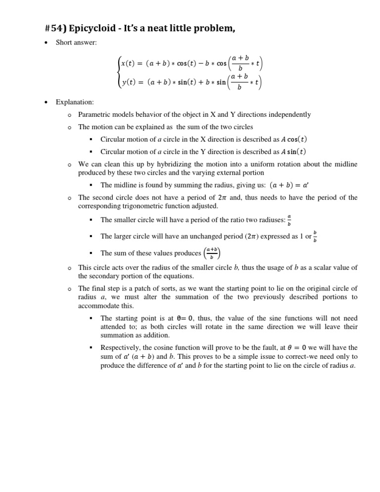 Understanding Epicycloid Motion Dynamics | PDF | Science & Mathematics