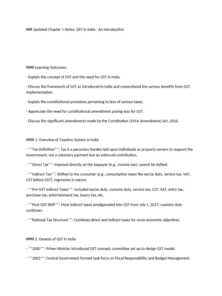 GST in India: Overview and Framework | PDF | Taxes | Value Added Tax
