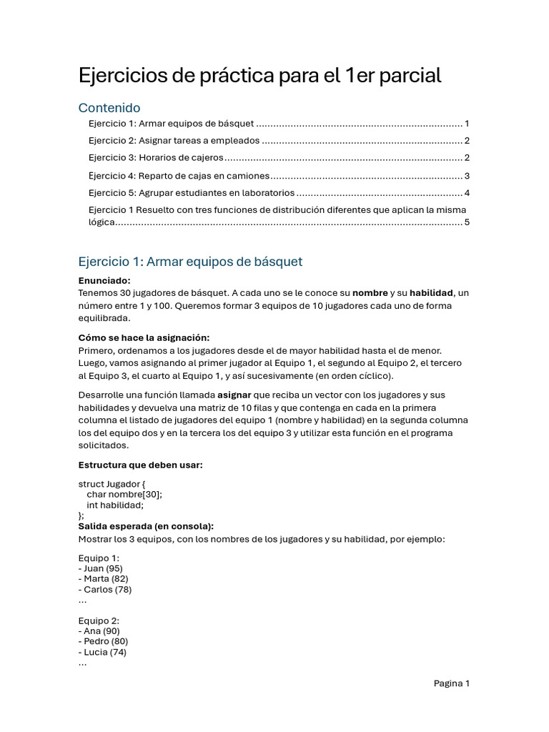 Ejercicios de programación para asignaciones | PDF | Programación de ...