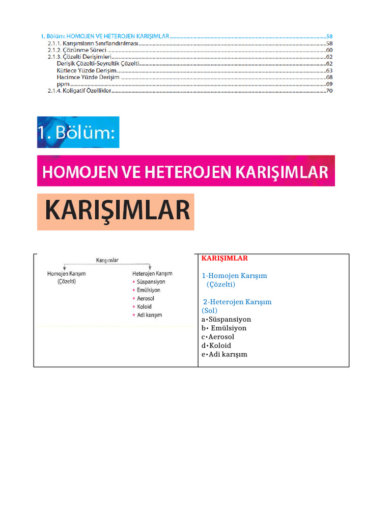 10-2ü-1-Homojen Ve Heterojen Karişimlar | PDF