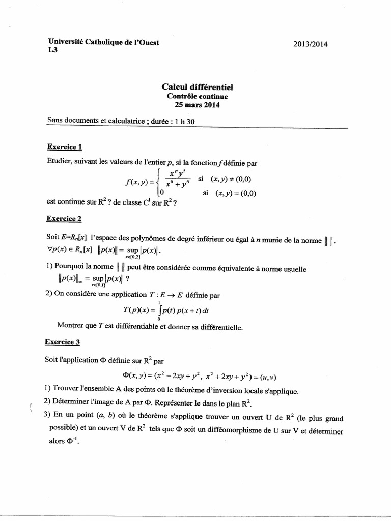 Calcul Diff Mars 2014 | PDF