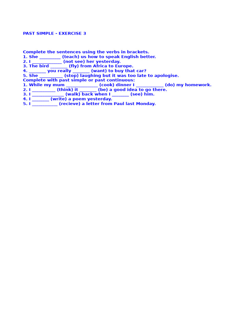 Past Simple Exercise for English Learners | PDF