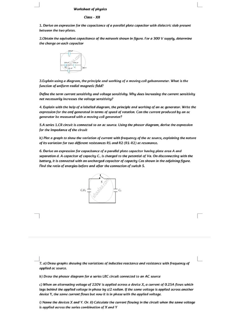 Worksheet of Physics | PDF