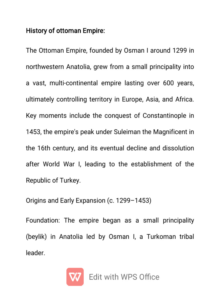 Notes On History of Ottoman Empire | PDF | Ottoman Empire | Anatolia