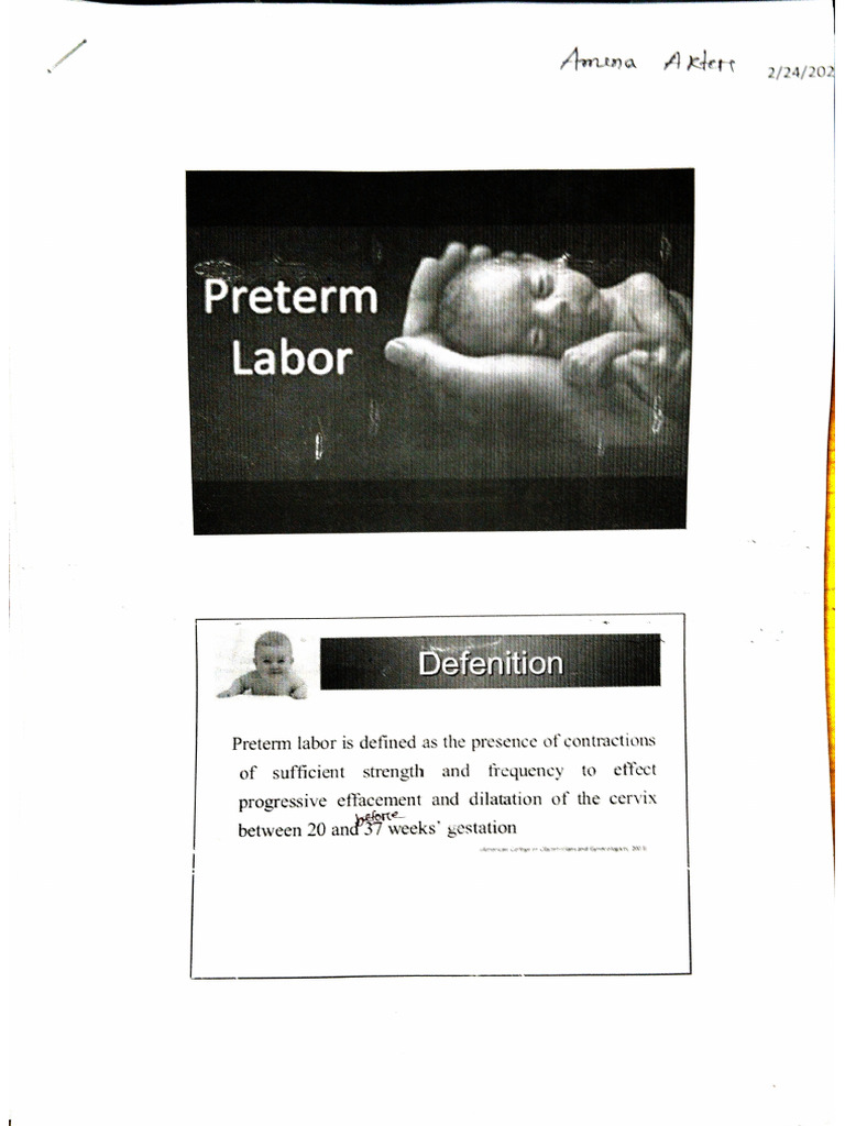 Pre Term Labor | PDF