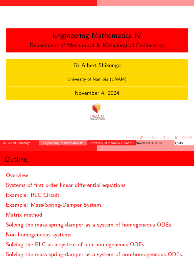 Engineering Mathematics IV Overview | PDF | Ordinary Differential ...