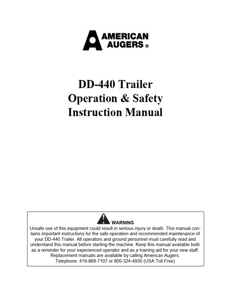 DD-440 Trailer Operation Manual | PDF | Engines | Drill
