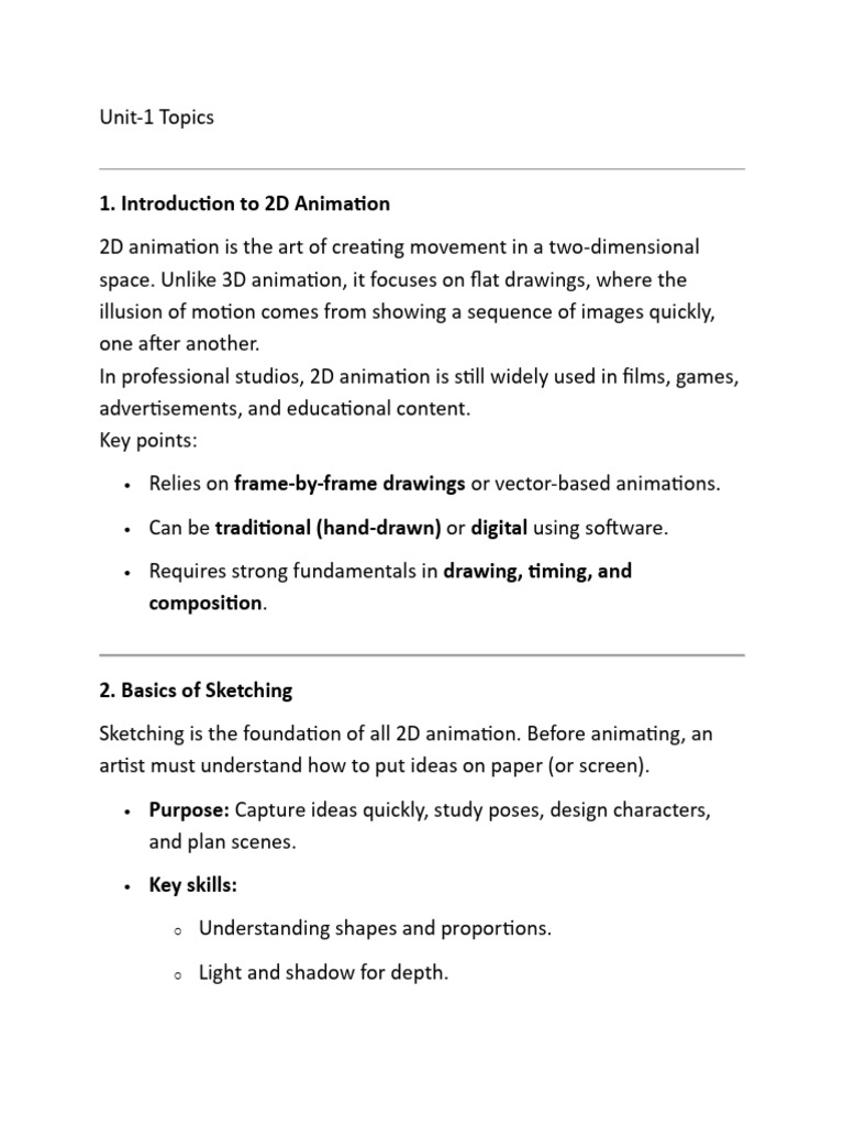 Introduction to 2D Animation Basics | PDF | Drawing | Artistic Techniques
