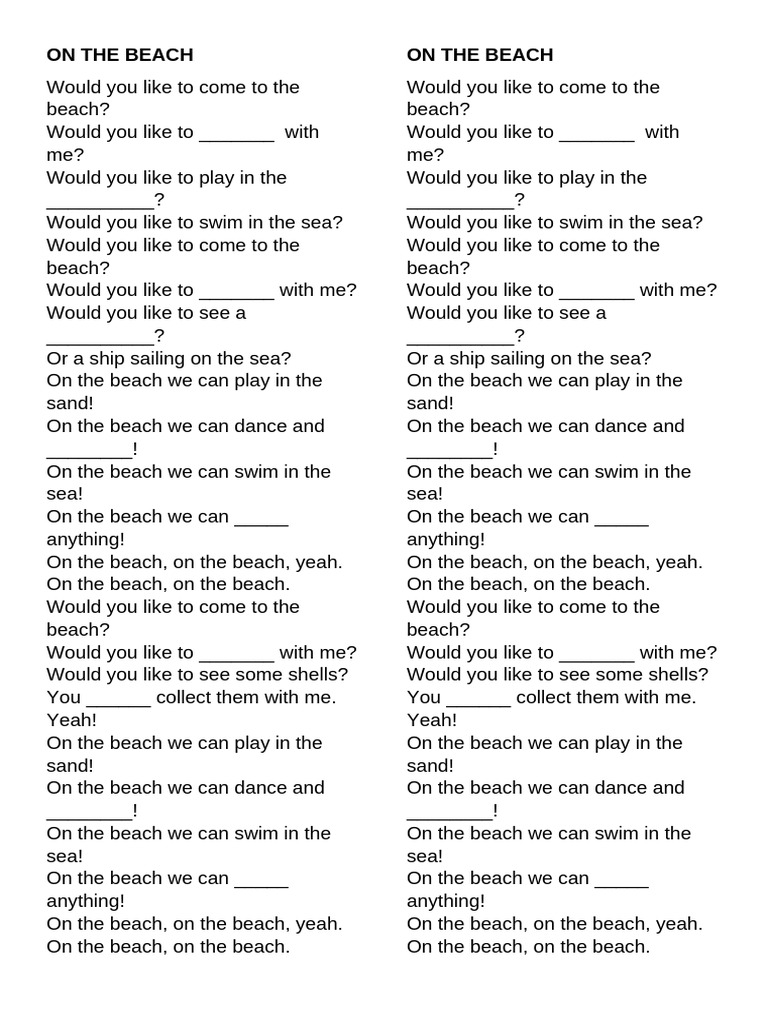 On the Beach Activities and Fun | PDF