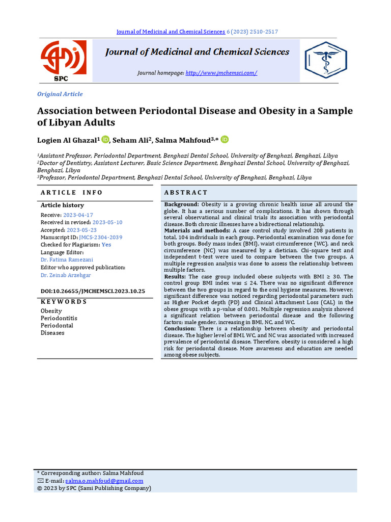 JMCS Volume 6 Issue 10 Pages 2510-2517 | PDF | Body Mass Index ...