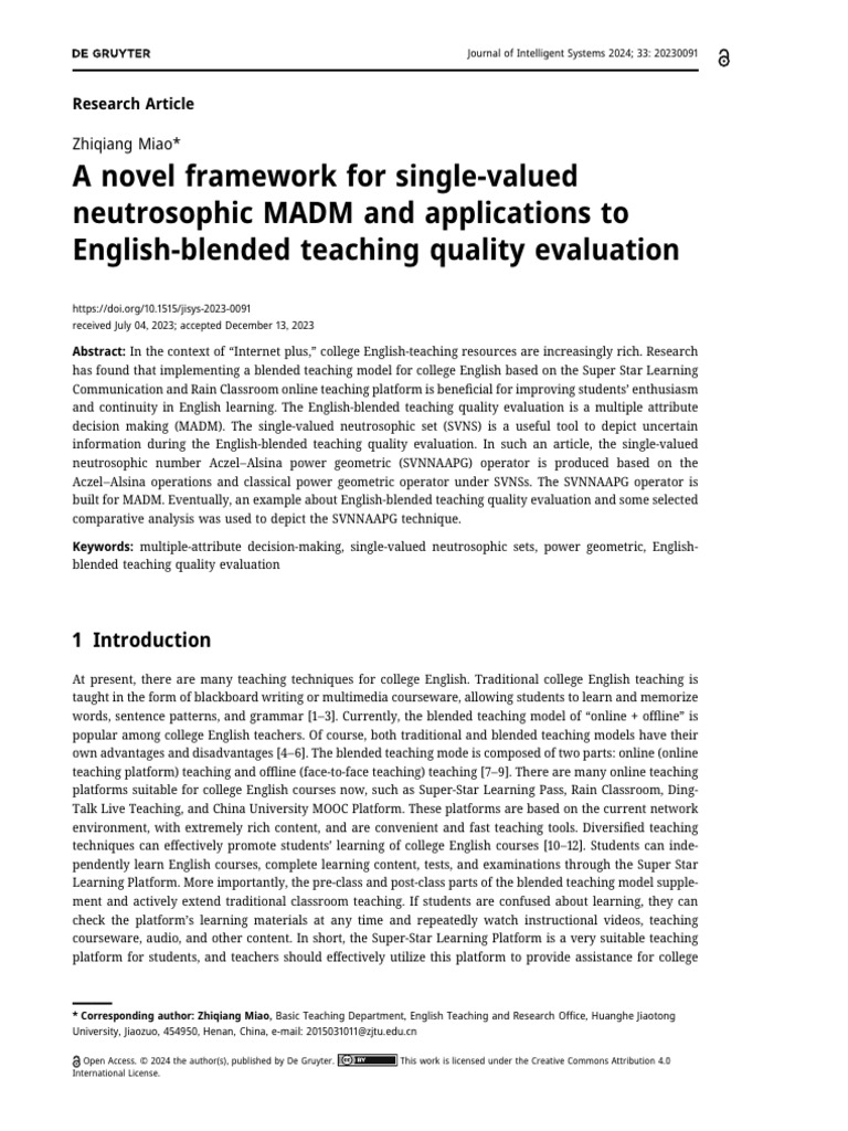 A Novel Framework For Single-Valued Neutrosophic MADM and Applications ...