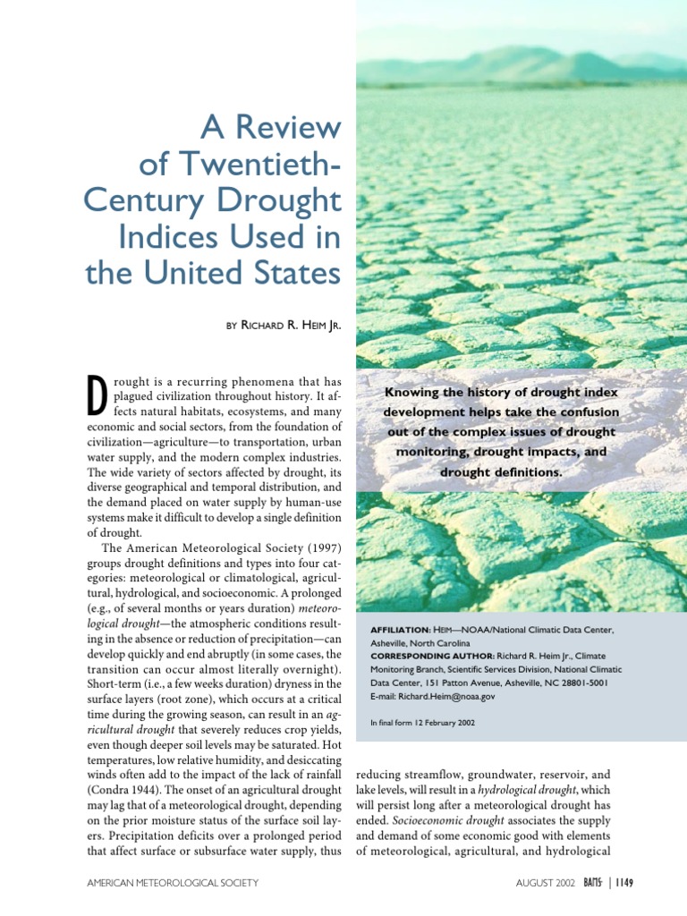 A Review of Twentieth Century Drought Indices Used in USA | PDF ...