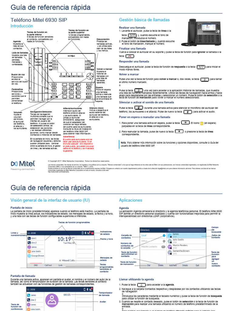 6930 Quick Reference Guide ES | PDF | Teléfono | protocolo de ...